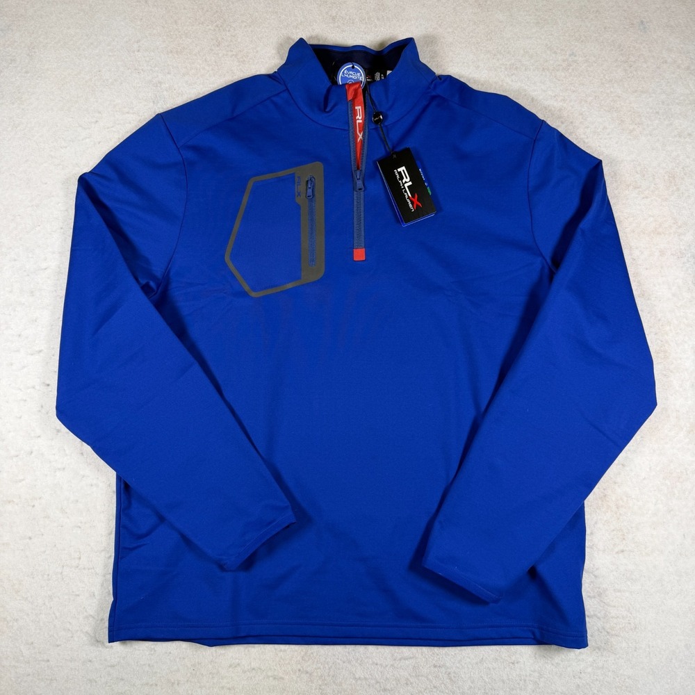 RLX Ralph Lauren Mens Blue Quarter Zip Golf Pullover XL New With Tags